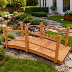 Practical 140cm Wooden Garden Bridge for Various Spaces