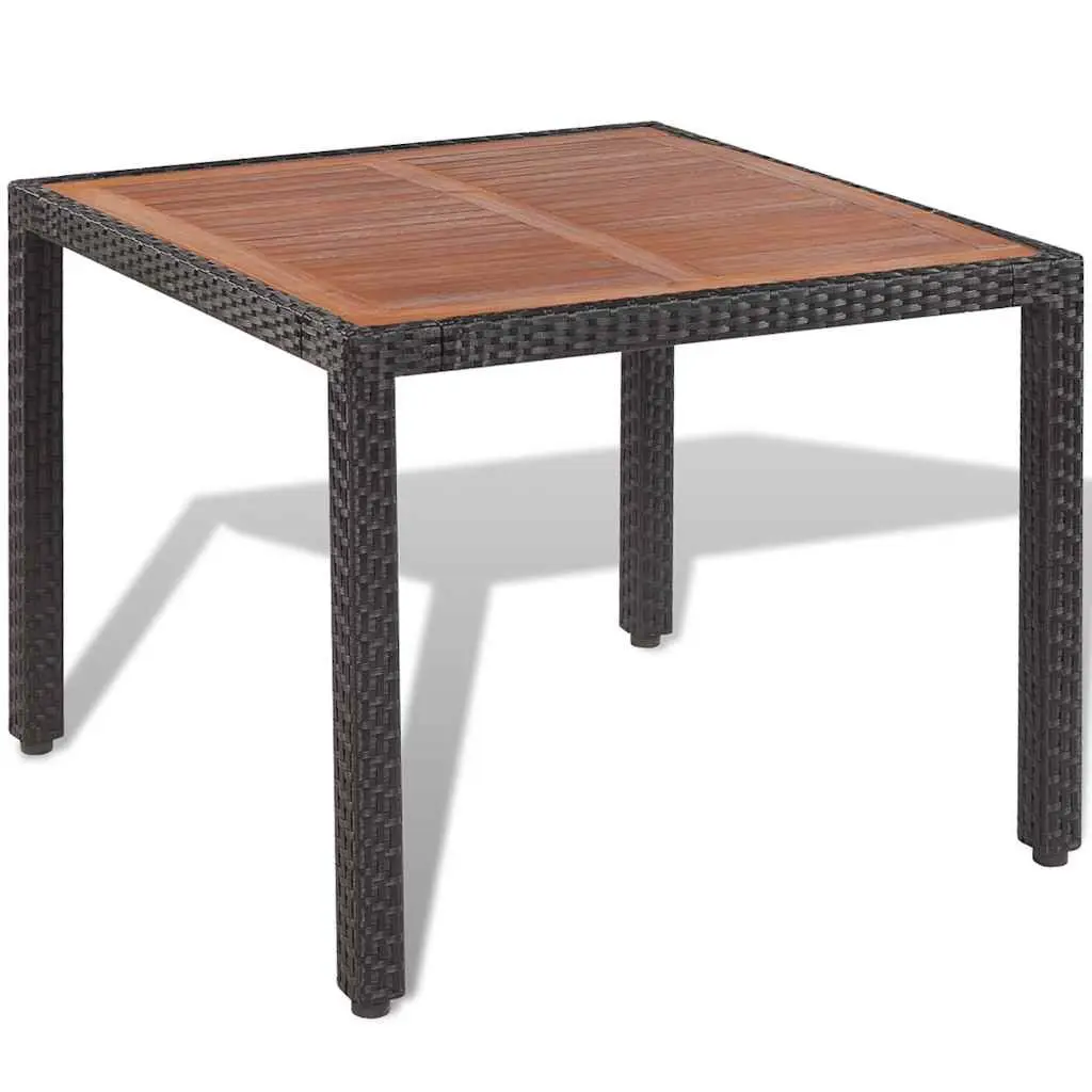 Outdoor Dining Set Poly Rattan Table 4 Chairs with Cushions Black