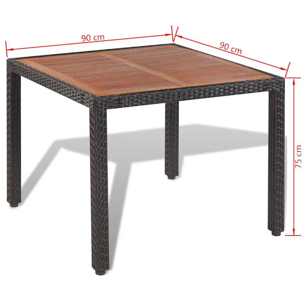Outdoor Dining Set Poly Rattan Table 4 Chairs with Cushions Black