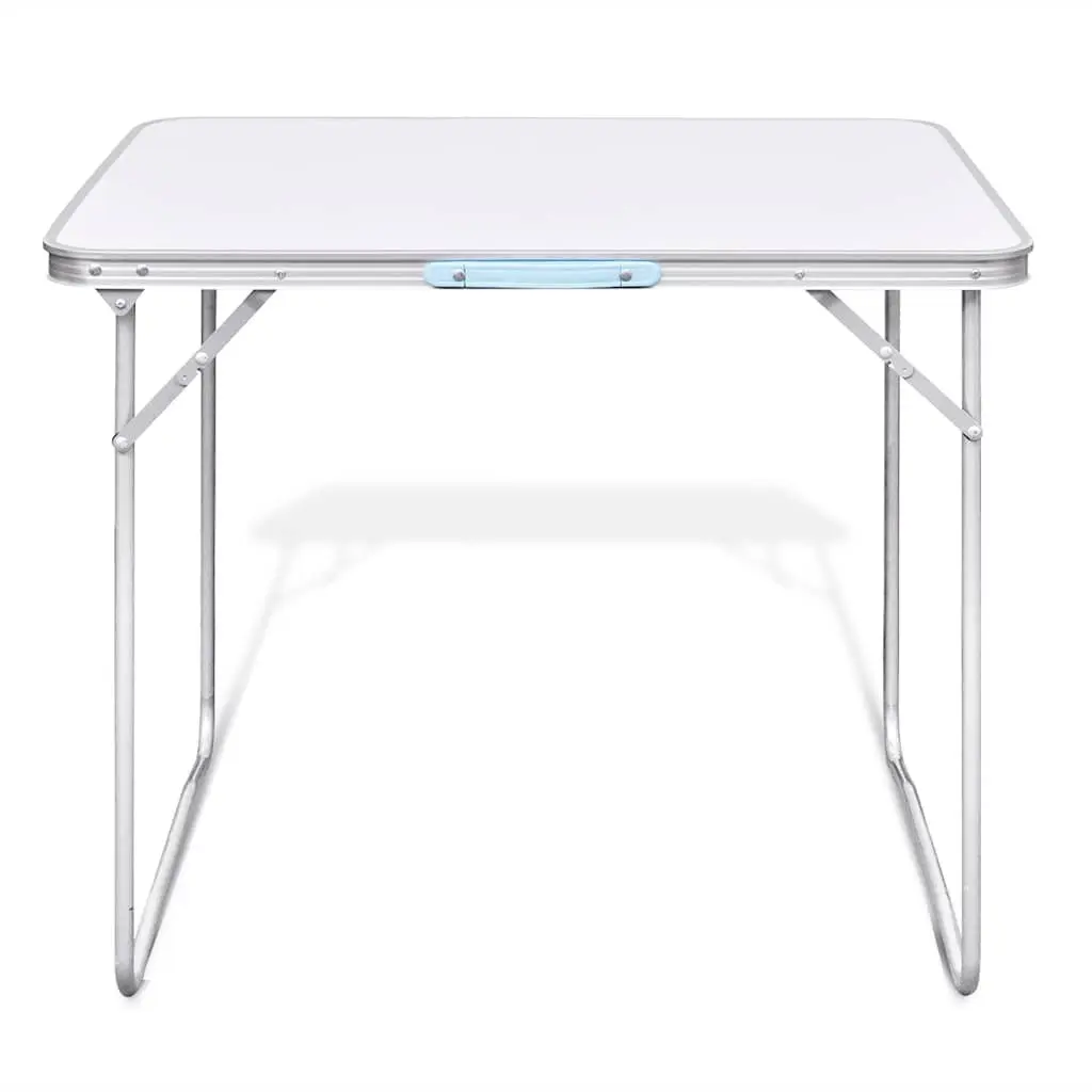 Foldable Camping Table Metal Frame 80 x 60 cm White