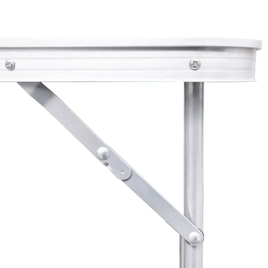 Foldable Camping Table Metal Frame 80 x 60 cm White