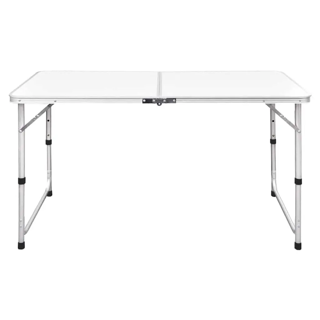 Foldable Camping Table Metal Frame MDF Top Height Adjustable 120 x 60 cm White
