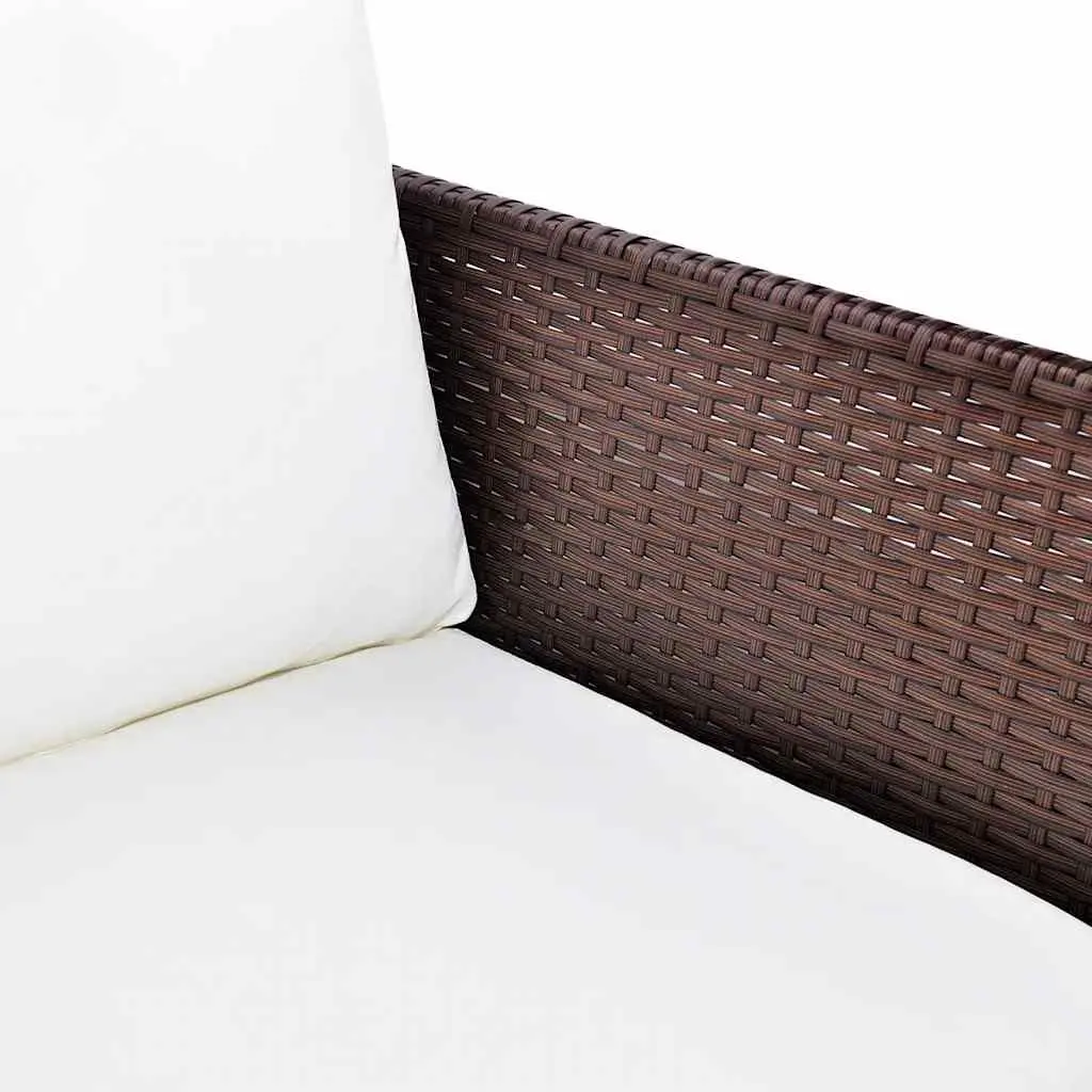 3 Piece Outdoor Lounge Set PE Rattan Brown Powder-coated Steel