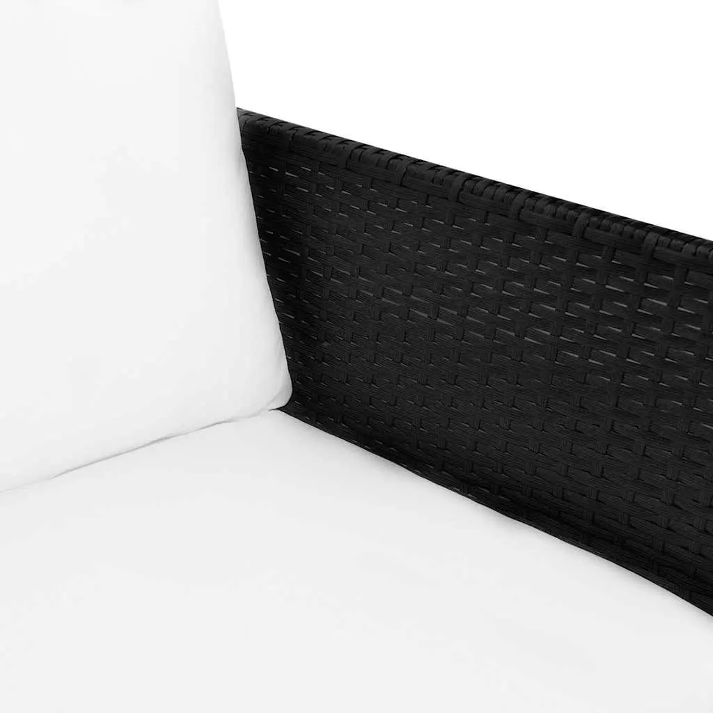 3 Piece Outdoor Lounge Set Poly Rattan Black with Cushions