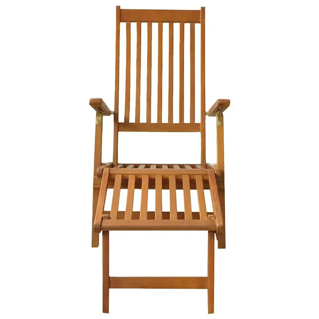 Outdoor Sun Lounger Deck Chair with Footrest 5-Position Acacia Wood Garden