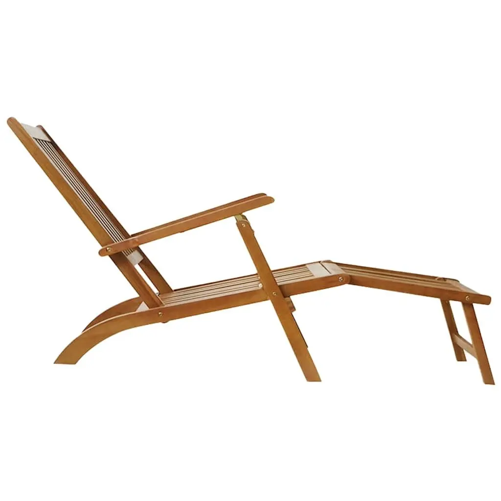 Outdoor Sun Lounger Deck Chair with Footrest 5-Position Acacia Wood Garden