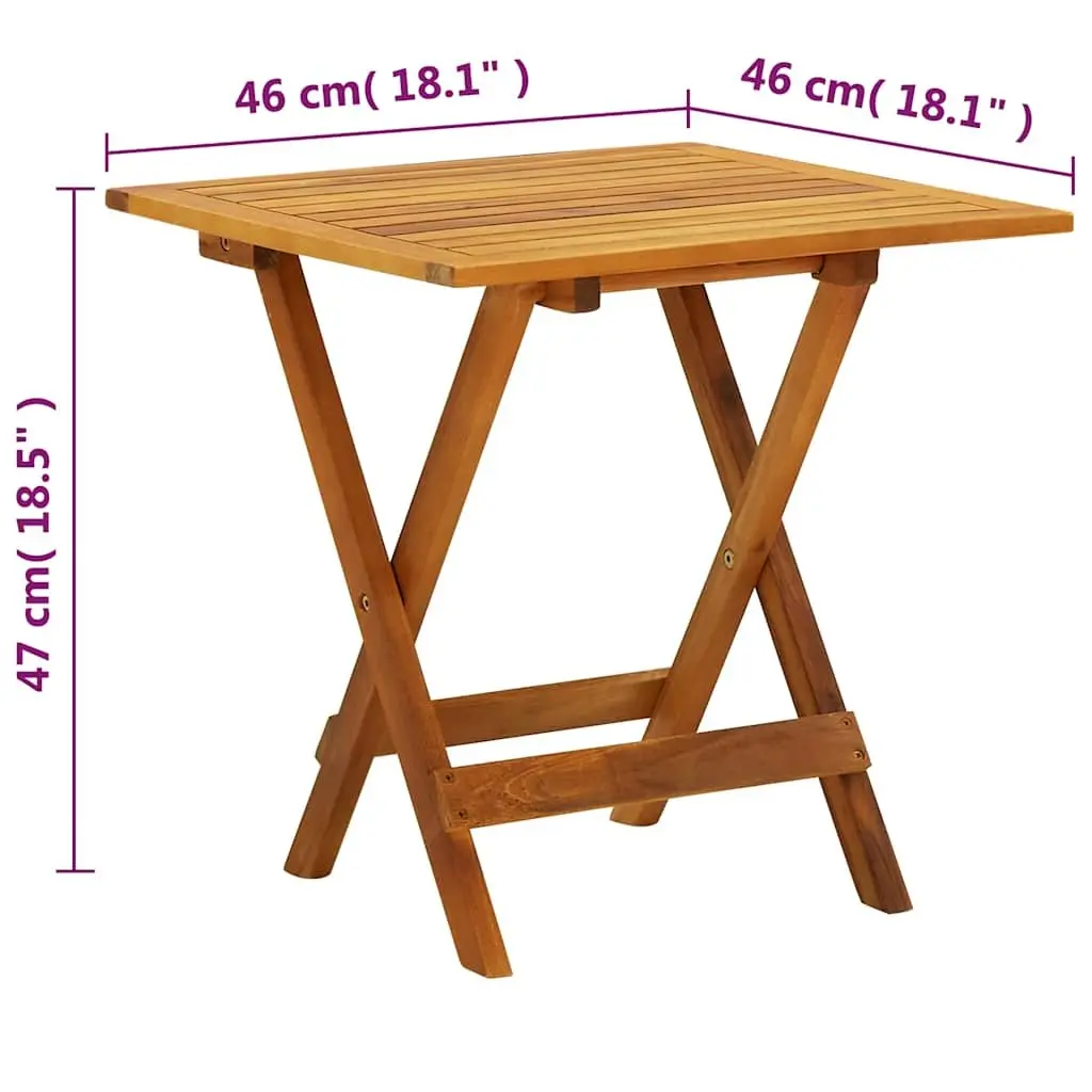 Bistro Table 46x46x47 cm Folding Wooden Coffee Side Table Indoor Outdoor Garden