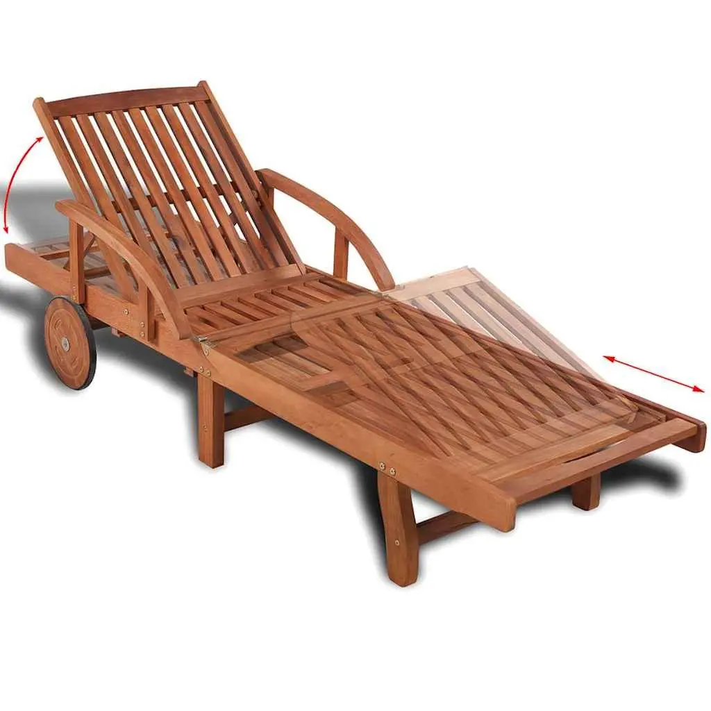 Sun Lounger Outdoor Garden Lounger Adjustable Backrest Wheels Patio Recliner