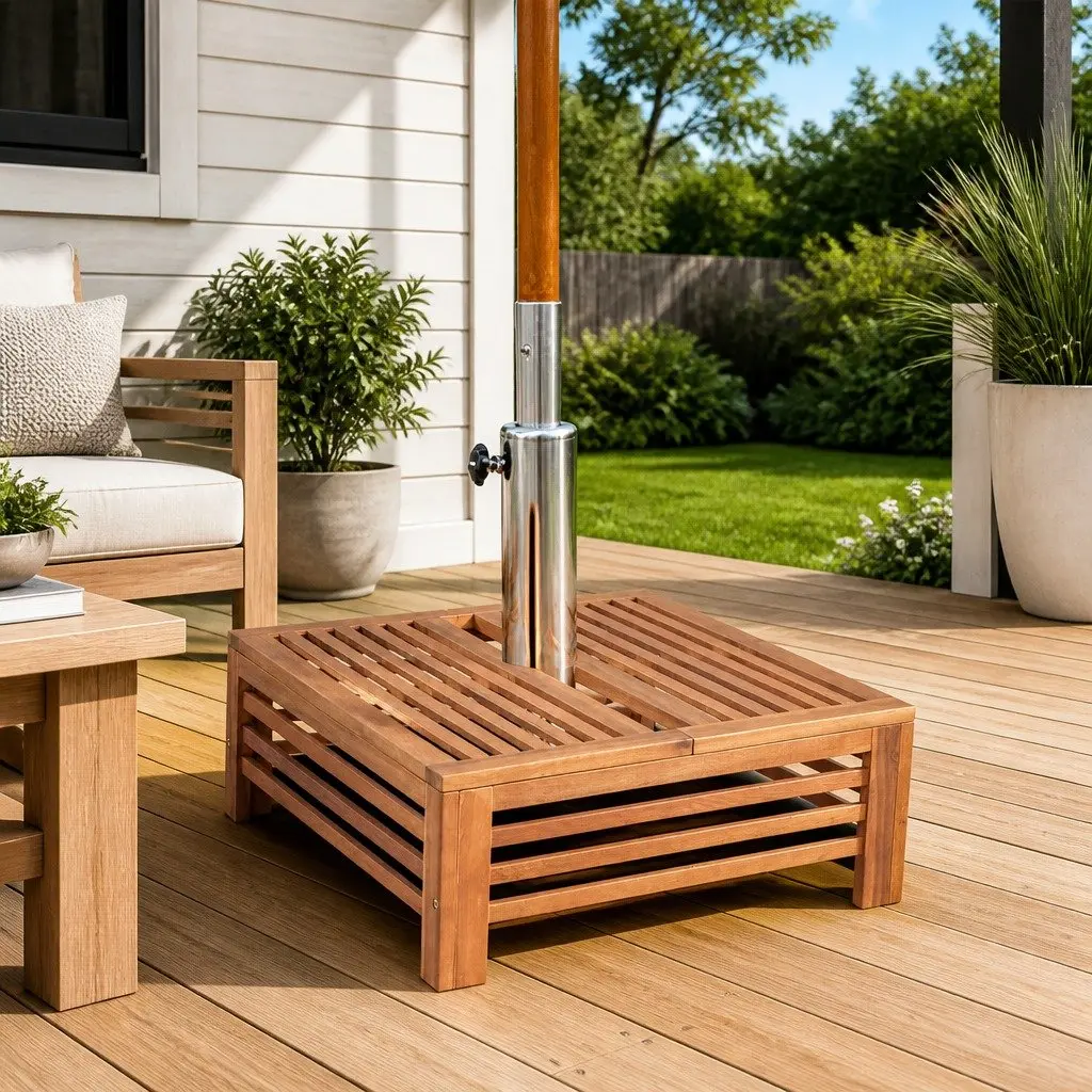 Wooden Parasol Stand for Garden Use