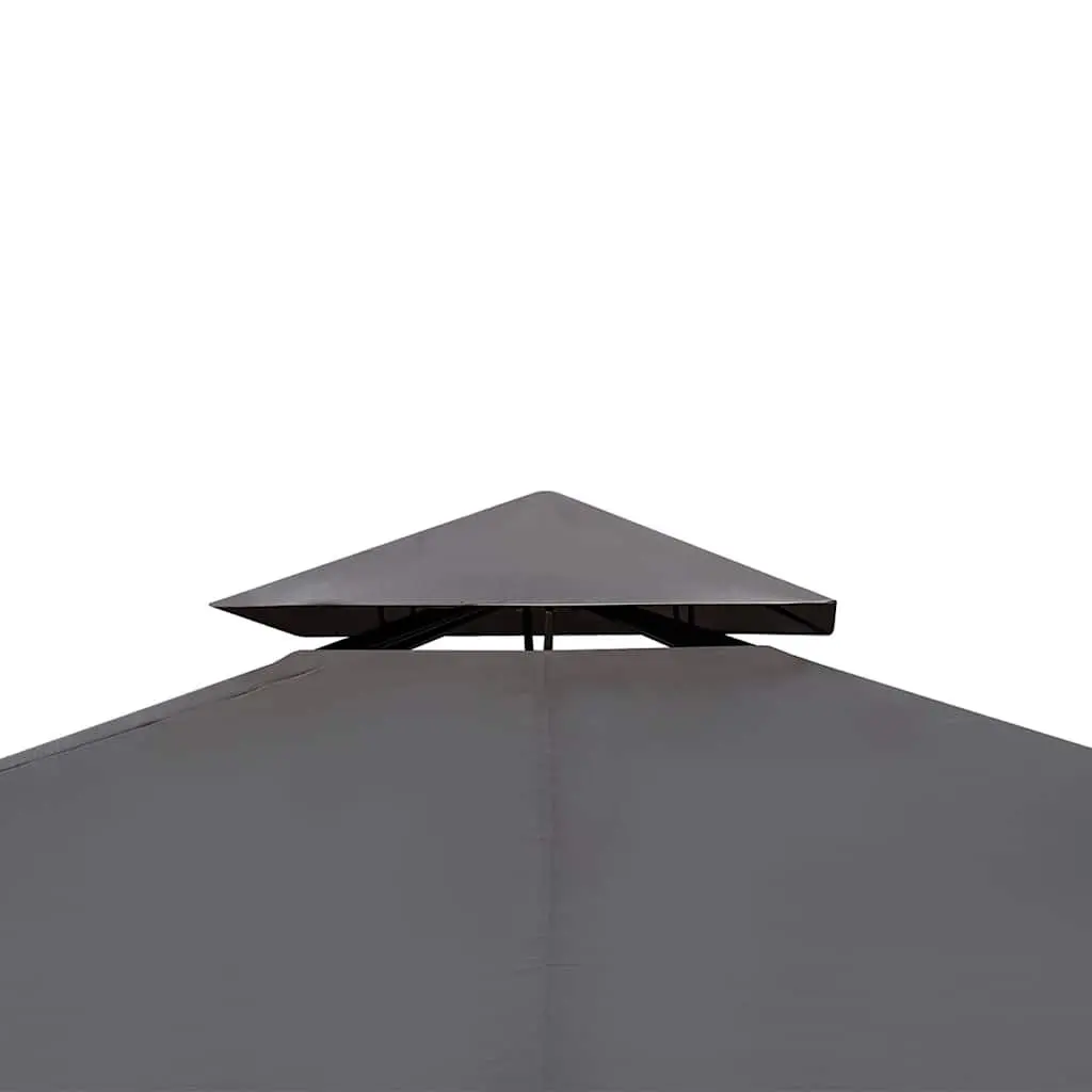 Gazebo Poly Rattan 3x3m Powder-coated Steel Grey Roof