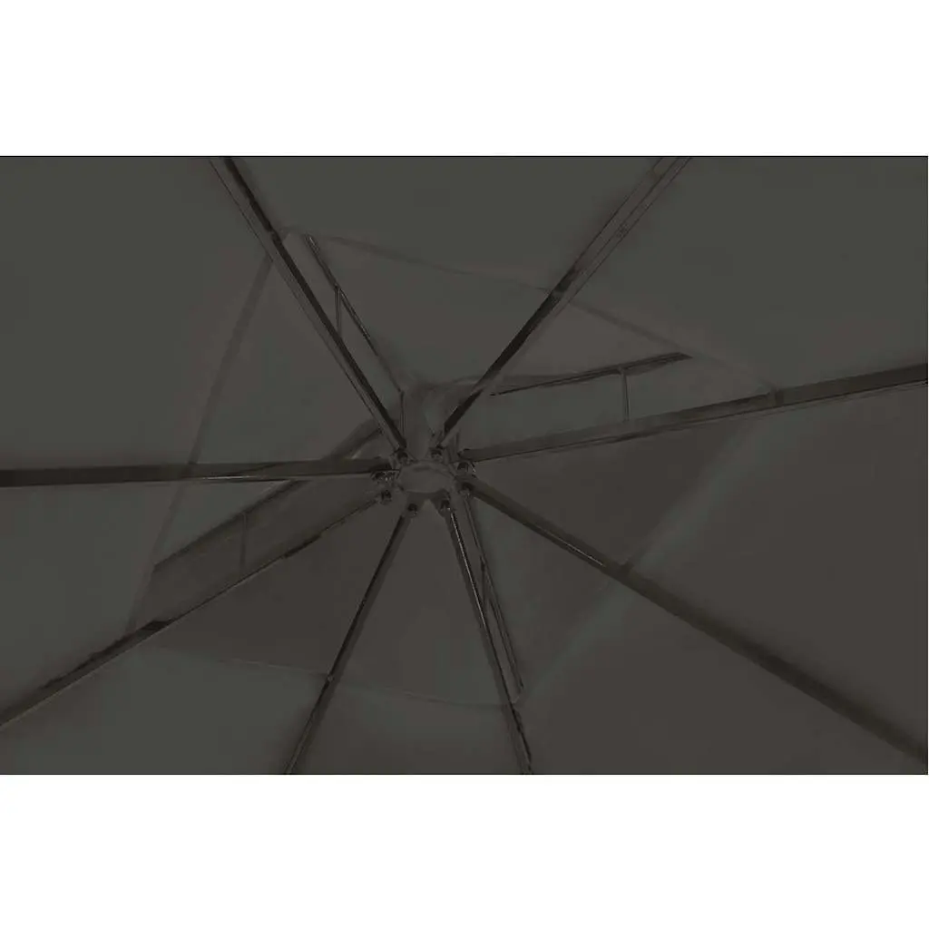 Gazebo Poly Rattan 3x3m Powder-coated Steel Grey Roof