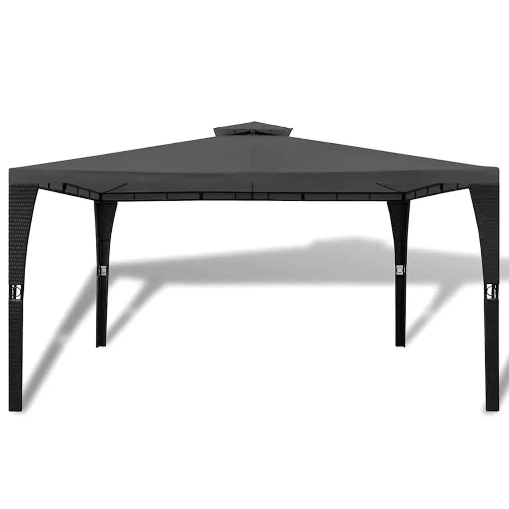 Outdoor Gazebo Poly Rattan Wicker 3x4m Sunshade Pavilion Grey Roof