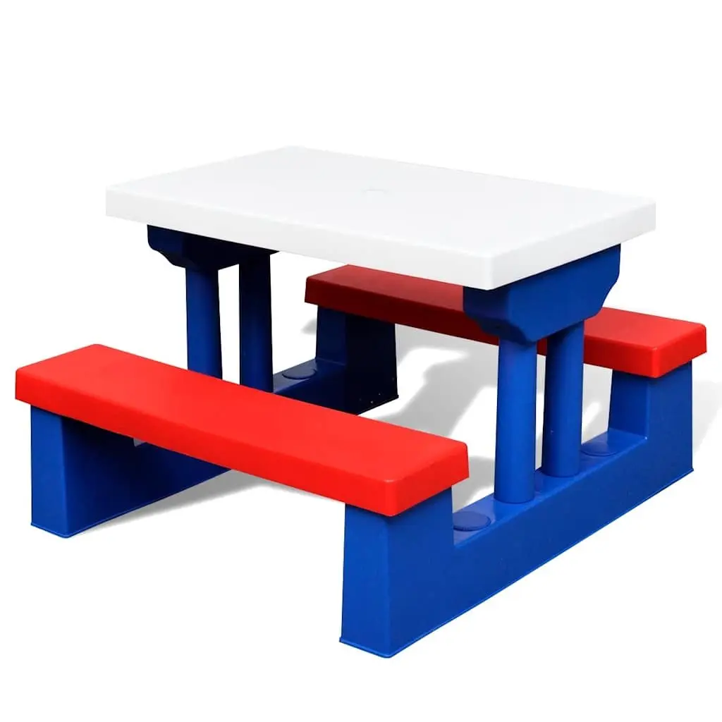 Kids Picnic Table Set with Umbrella for Outdoor Fun