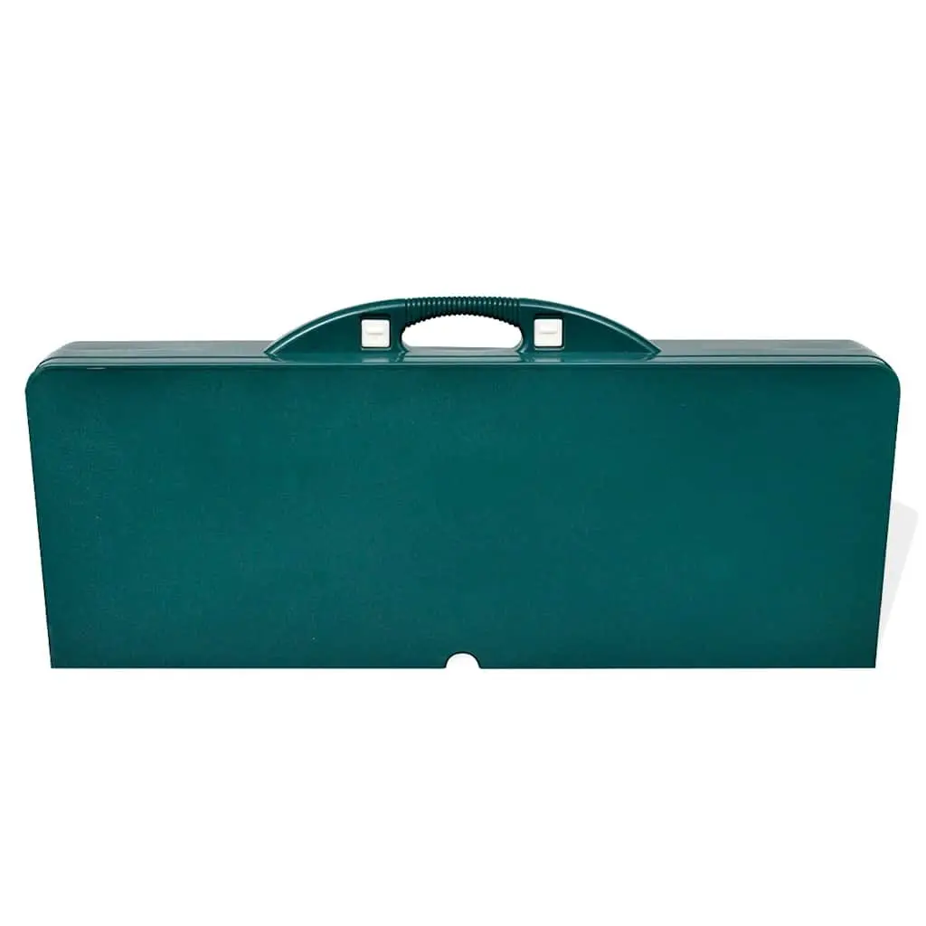 Foldable Camping Table Set Metal Frame PP Green 1 Table 4 Stools