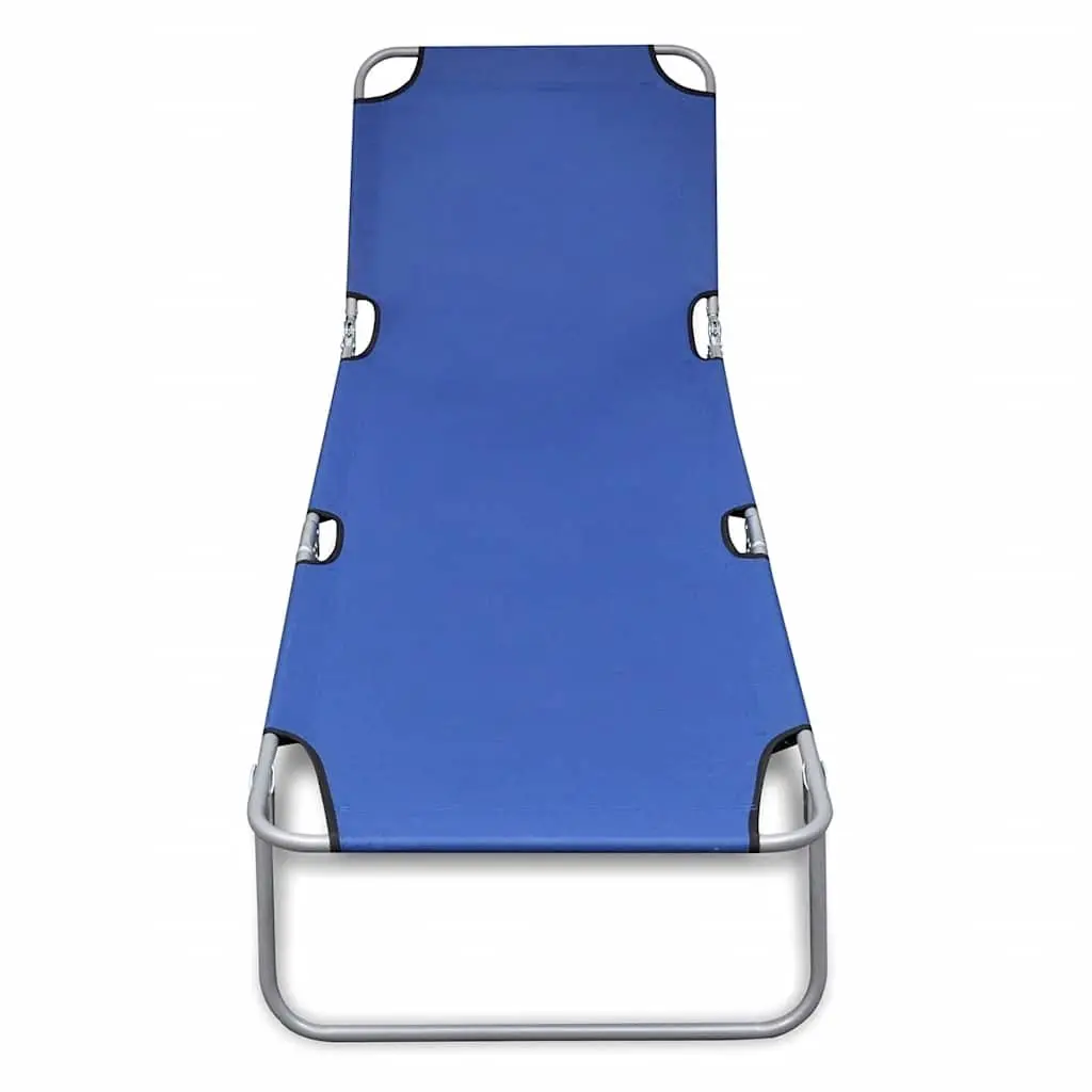 Folding Sun Lounger Adjustable Backrest Outdoor Beach Lounge Chair Blue