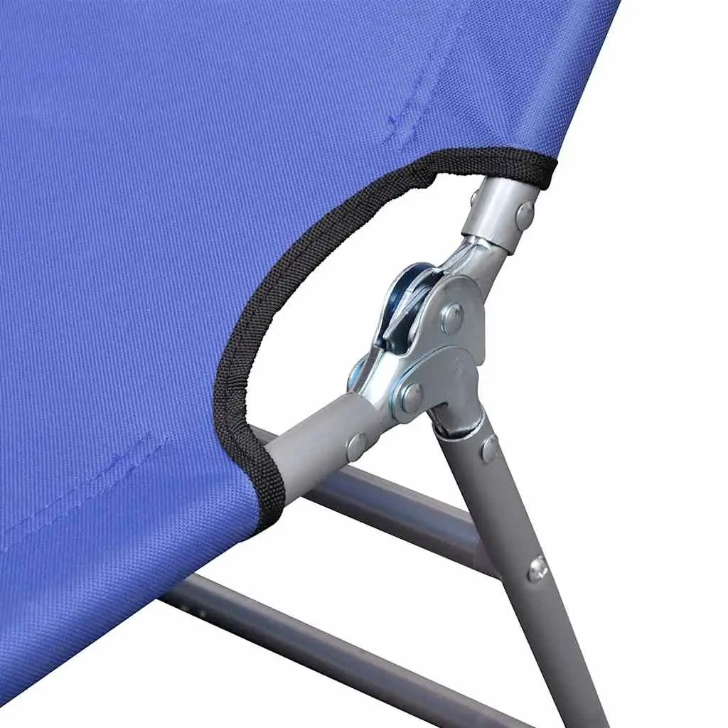 Folding Sun Lounger Adjustable Backrest Outdoor Beach Lounge Chair Blue