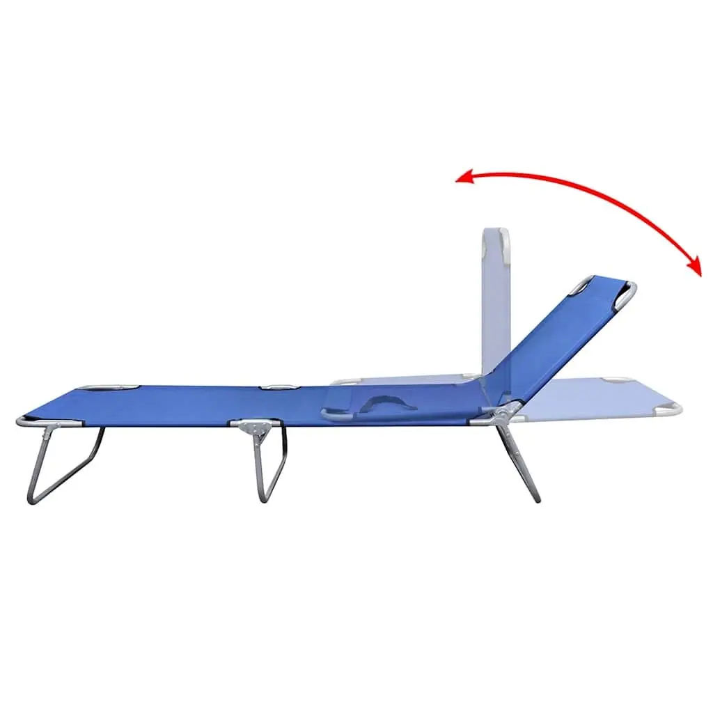Folding Sun Lounger Adjustable Backrest Outdoor Beach Lounge Chair Blue
