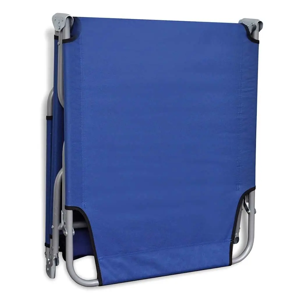 Folding Sun Lounger Adjustable Backrest Outdoor Beach Lounge Chair Blue