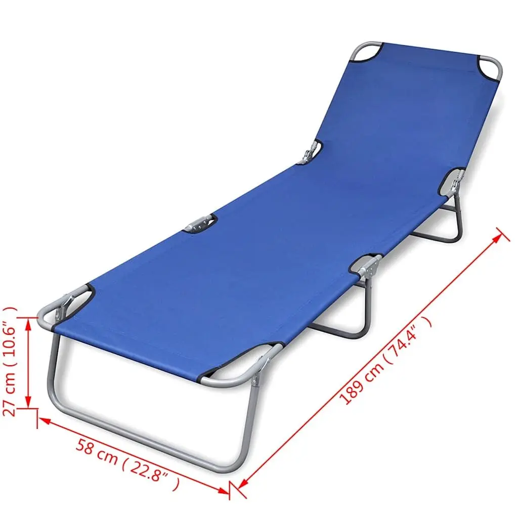 Folding Sun Lounger Adjustable Backrest Outdoor Beach Lounge Chair Blue