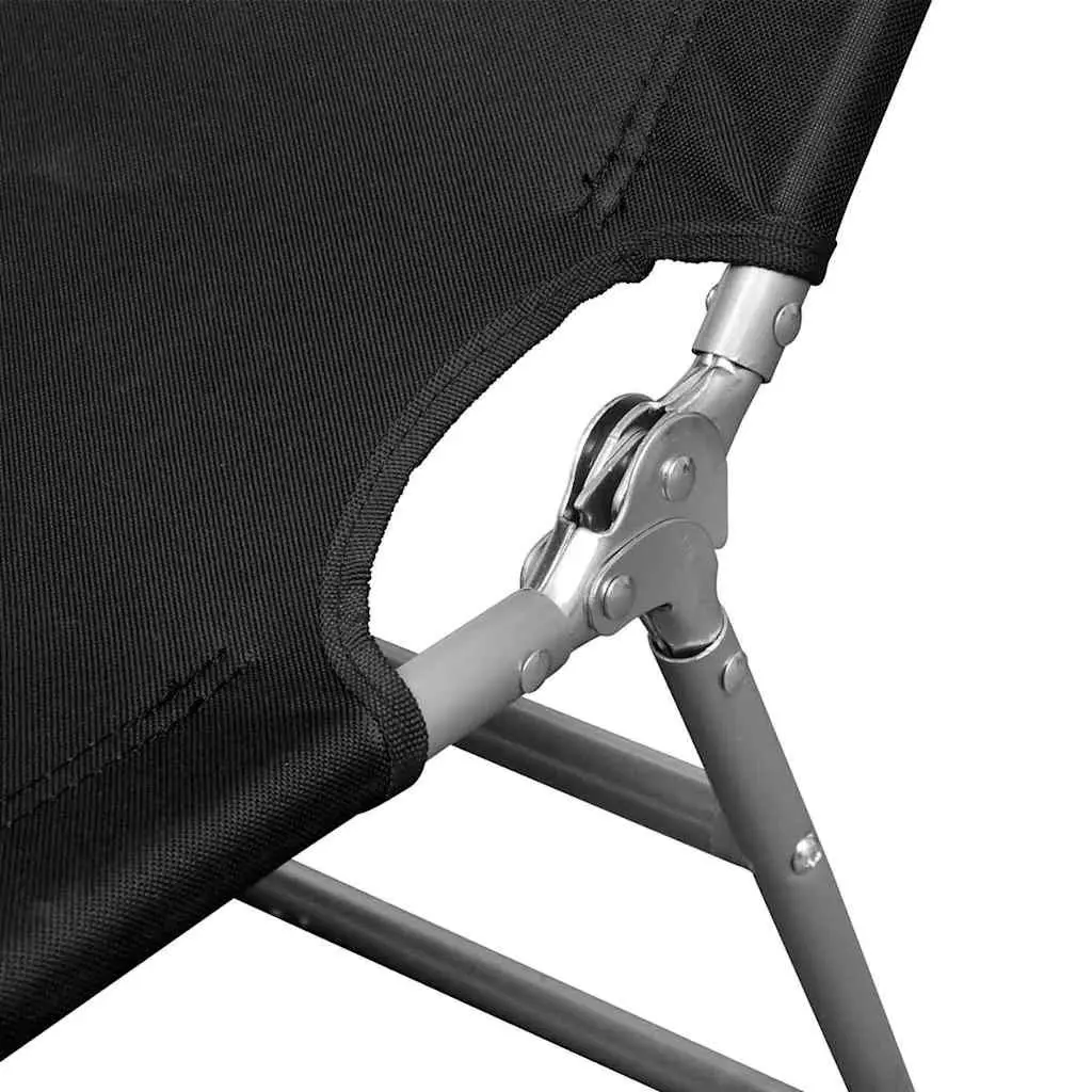 Sun Lounger Folding Adjustable Backrest Outdoor Garden Reclining Chair Black