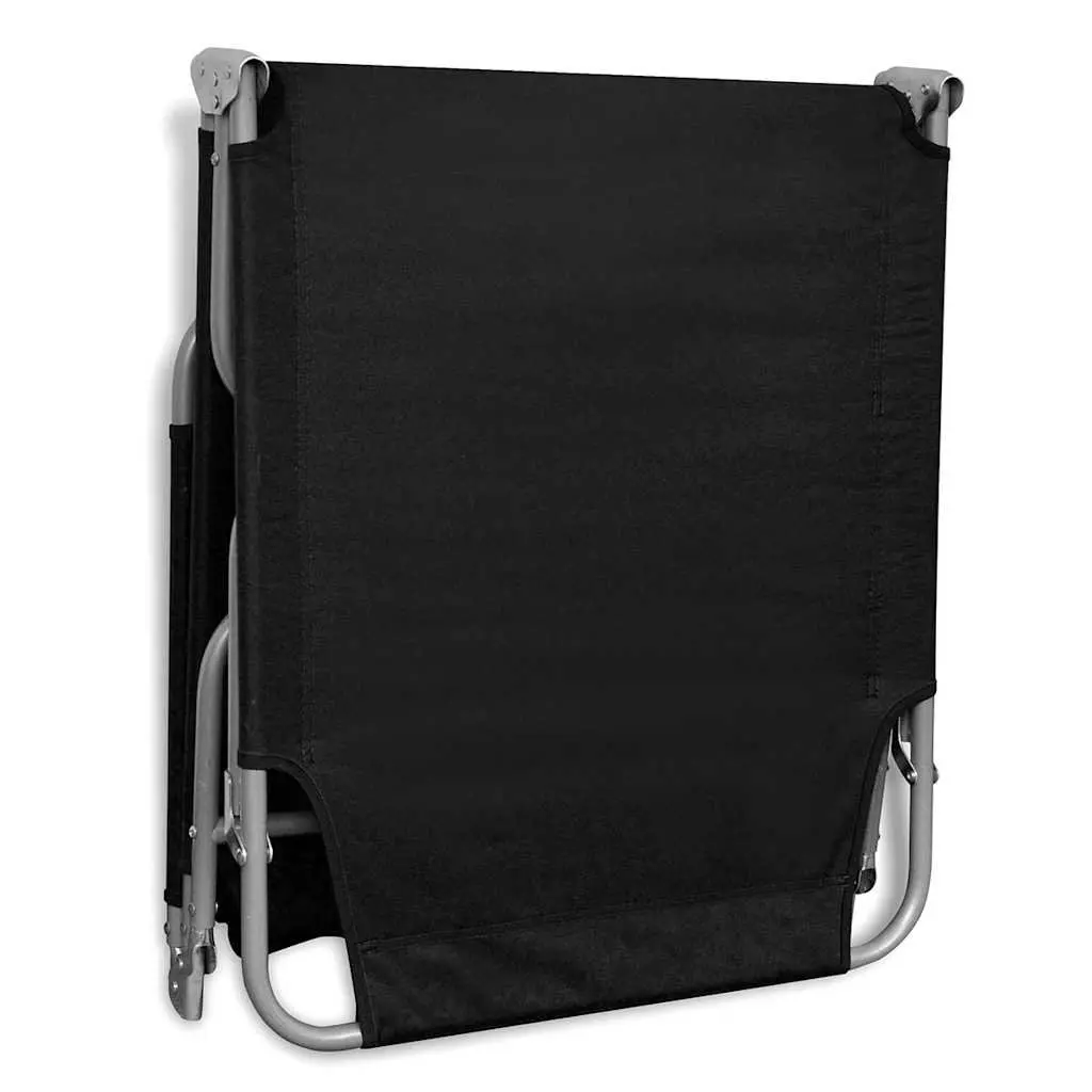 Sun Lounger Folding Adjustable Backrest Outdoor Garden Reclining Chair Black
