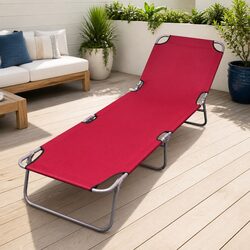 Versatile Red Folding Sun Lounger for Outdoor Use