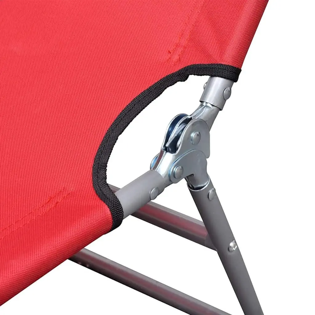 Red Folding Sun Lounger for Outdoor Use