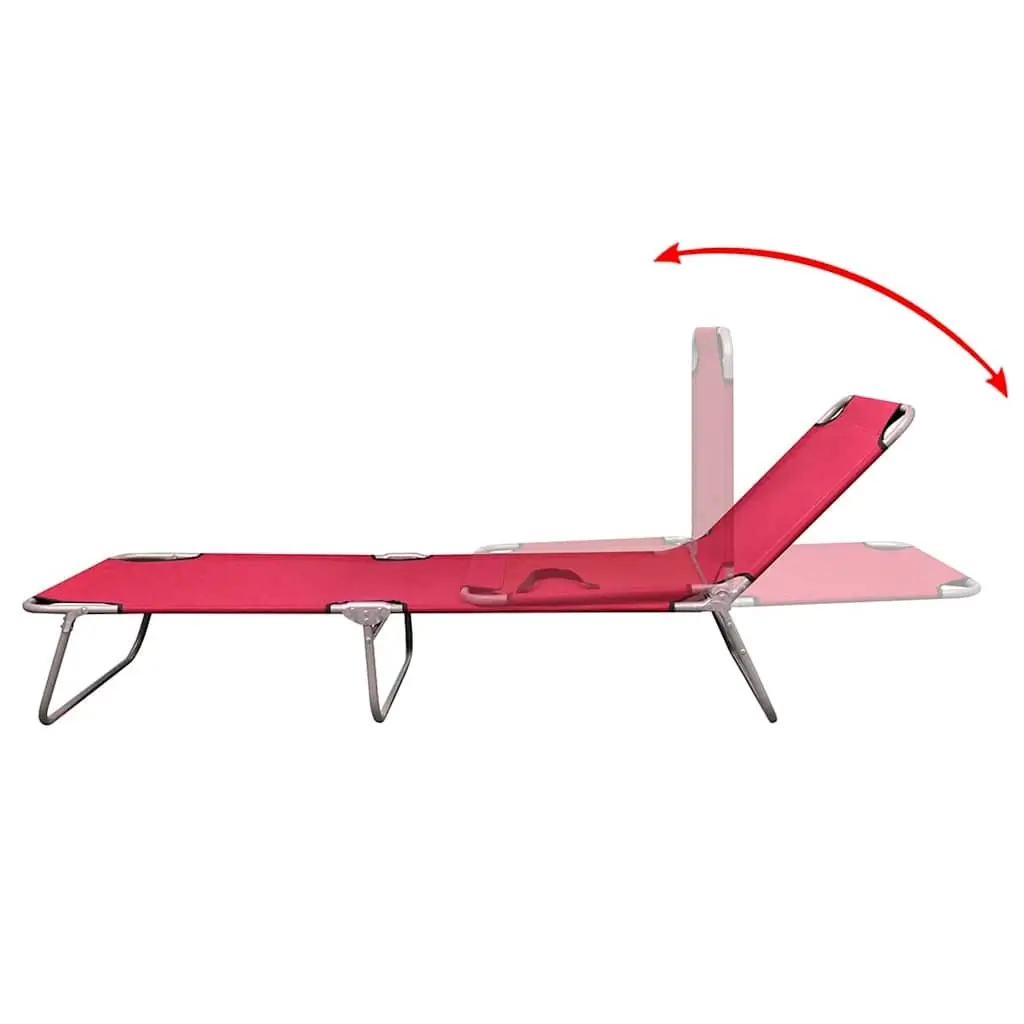 Red Folding Sun Lounger for Outdoor Use