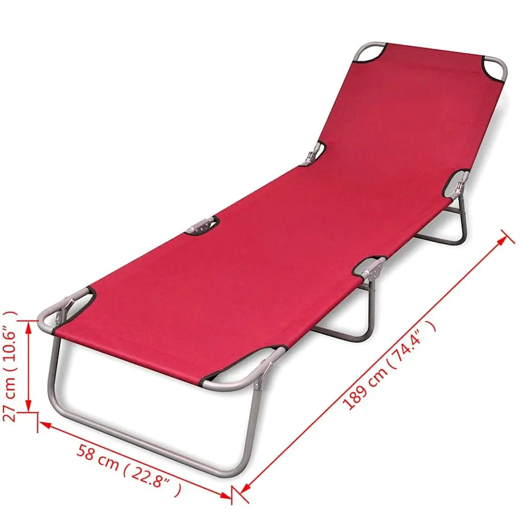 Red Folding Sun Lounger for Outdoor Use