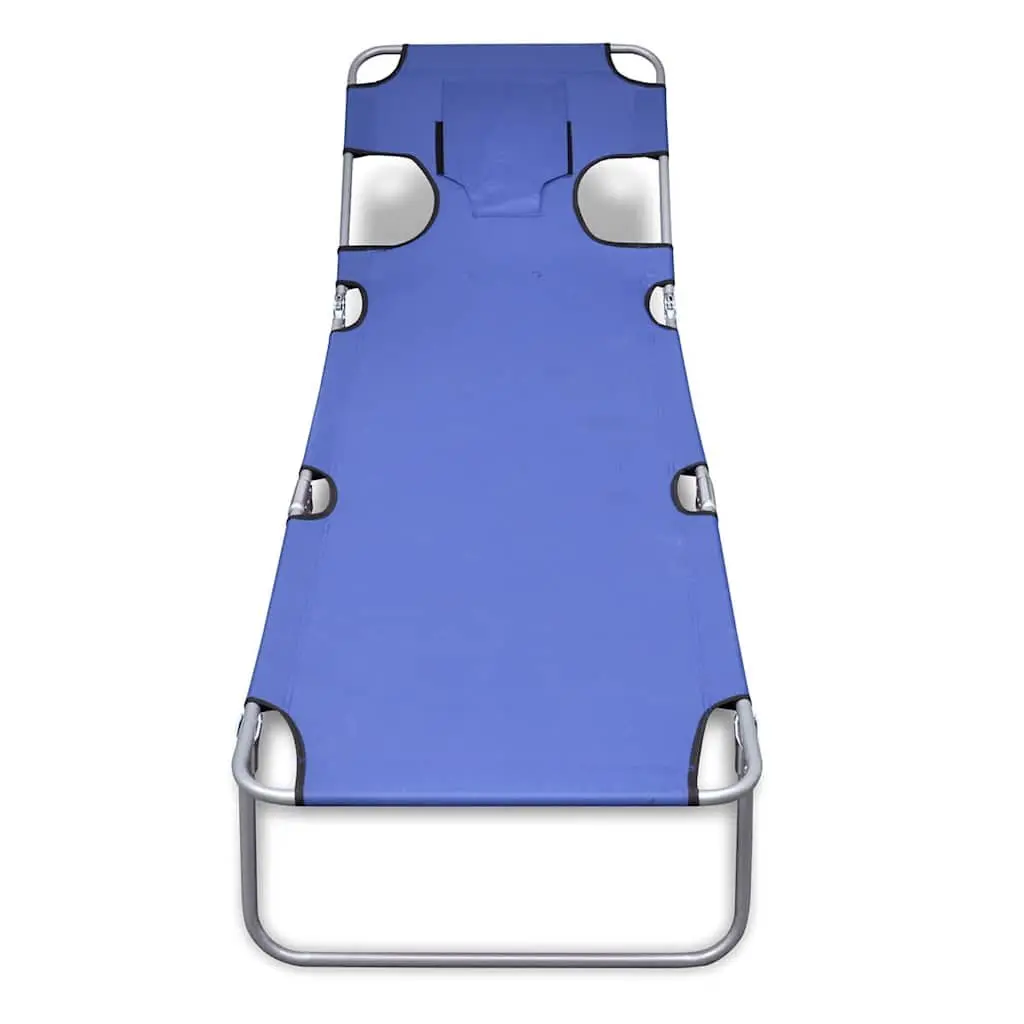 Folding Sun Lounger Powder-coated Steel Adjustable Backrest Blue