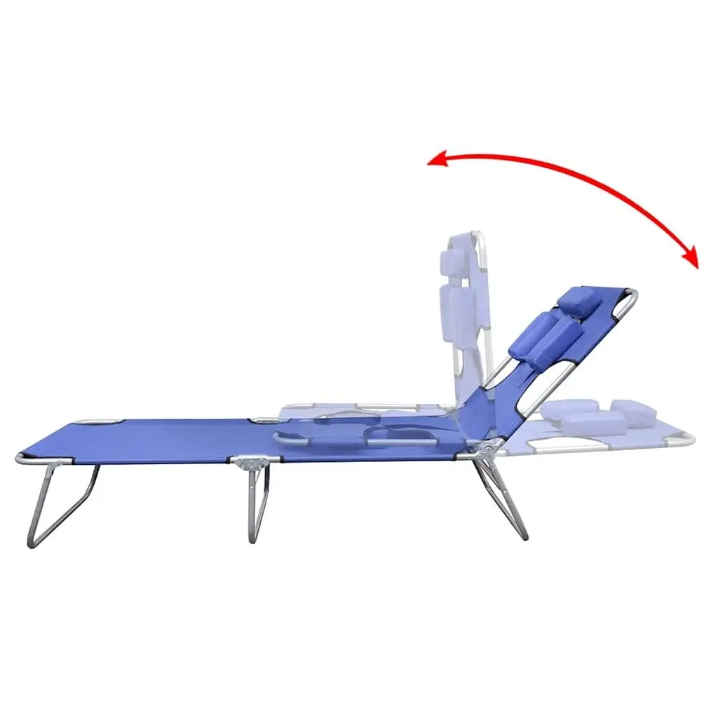 Folding Sun Lounger Powder-coated Steel Adjustable Backrest Blue