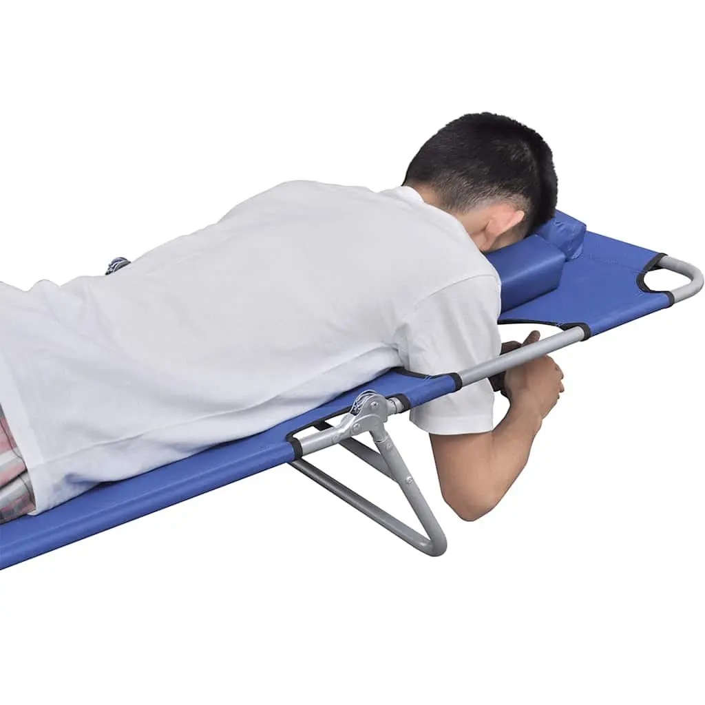 Folding Sun Lounger Powder-coated Steel Adjustable Backrest Blue