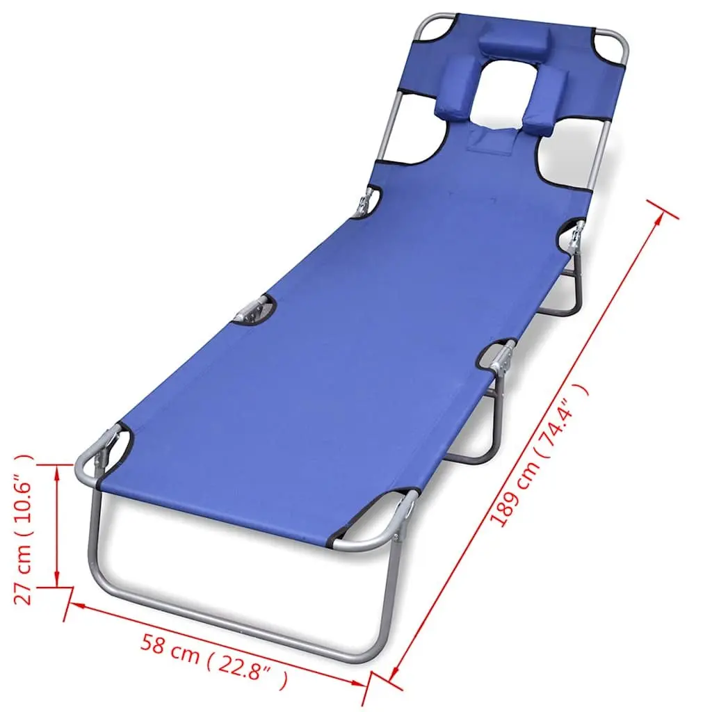 Folding Sun Lounger Powder-coated Steel Adjustable Backrest Blue