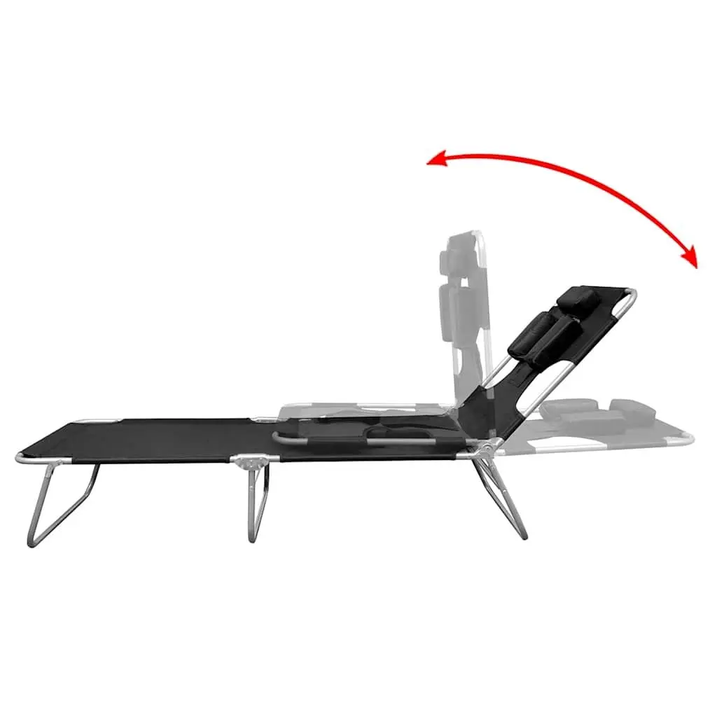 Folding Sun Lounger Powder-coated Steel Adjustable Black