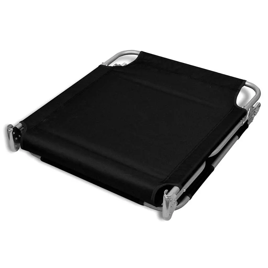 Folding Sun Lounger Powder-coated Steel Adjustable Black