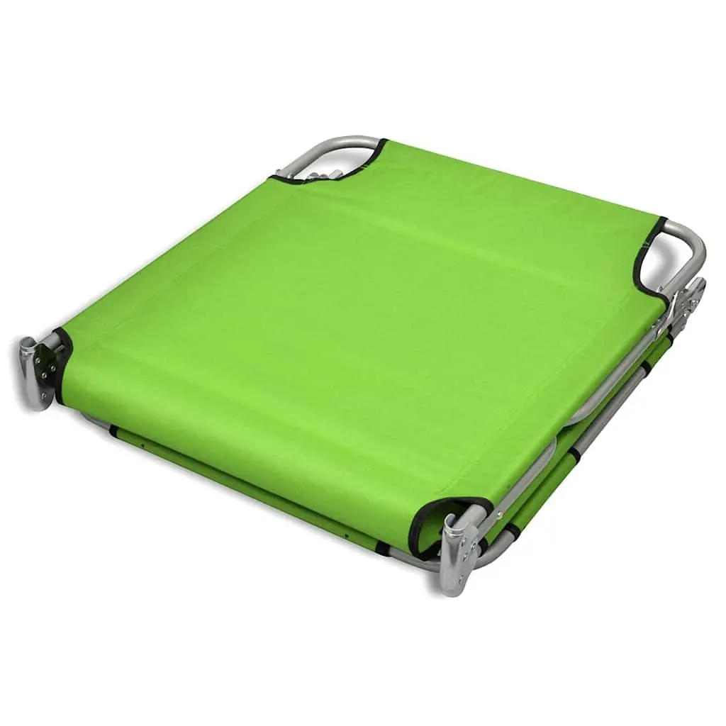 Adjustable Folding Sun Lounger Green with Head Cushion for Outdoor Relaxation