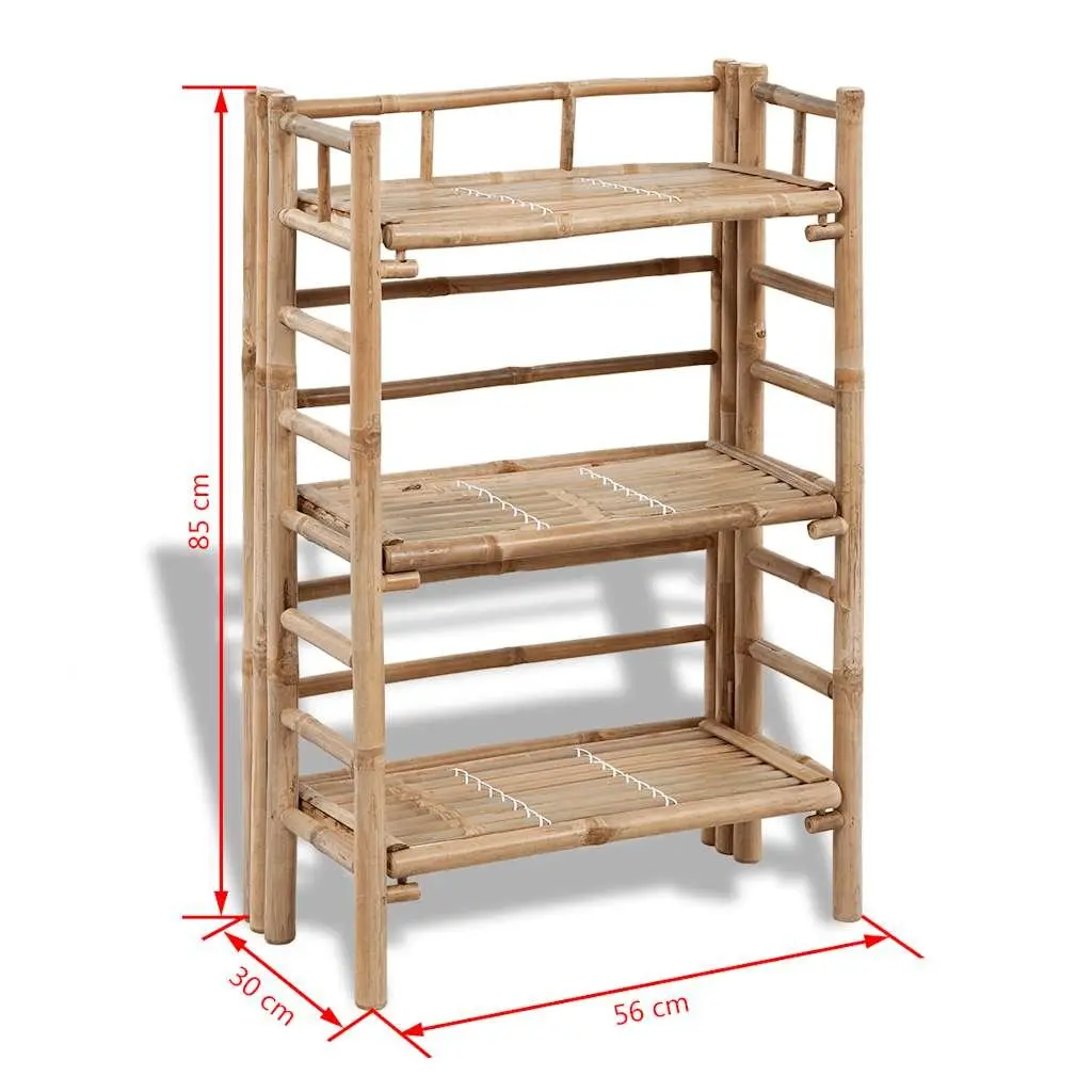 3-Tier Bamboo Plant Rack Brown Shelf Garden Patio Display Stand Organiser