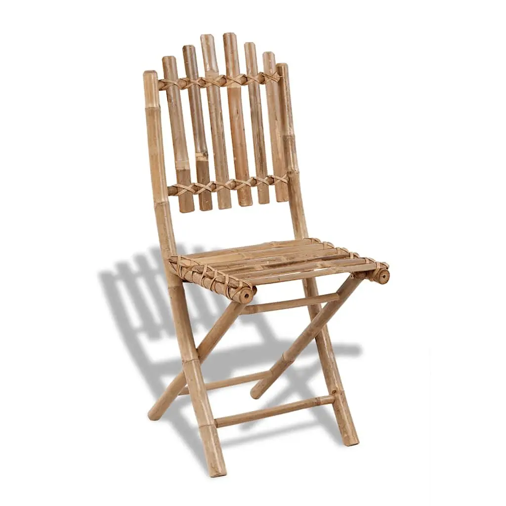Outdoor Dining Set 5 Piece Folding Table Chairs Brown Bamboo Patio Furniture
