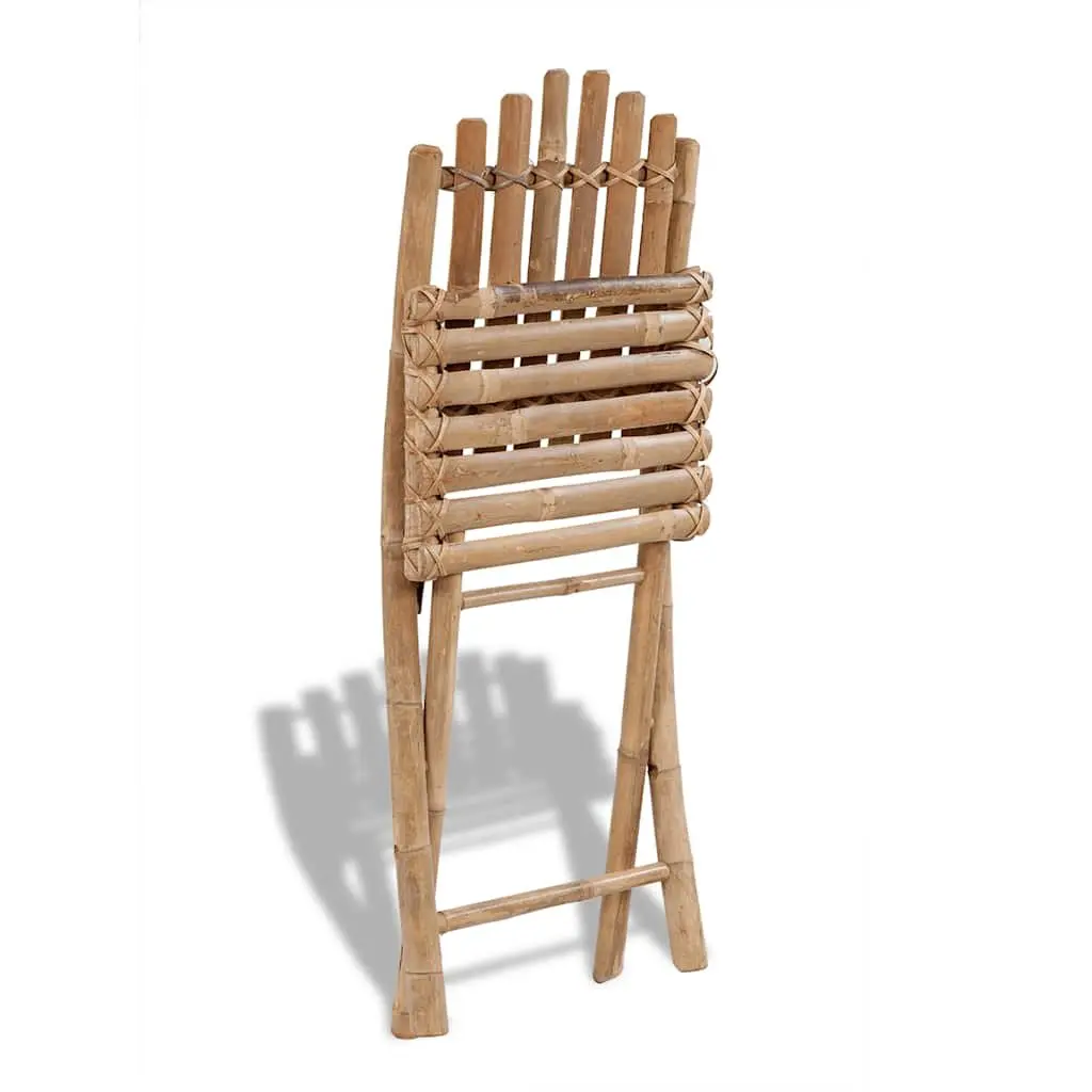 Outdoor Dining Set 5 Piece Folding Table Chairs Brown Bamboo Patio Furniture