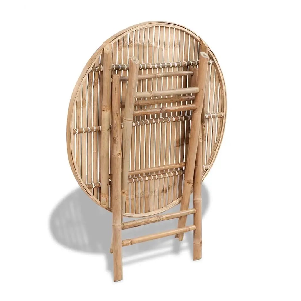 Outdoor Dining Set 5 Piece Folding Table Chairs Brown Bamboo Patio Furniture