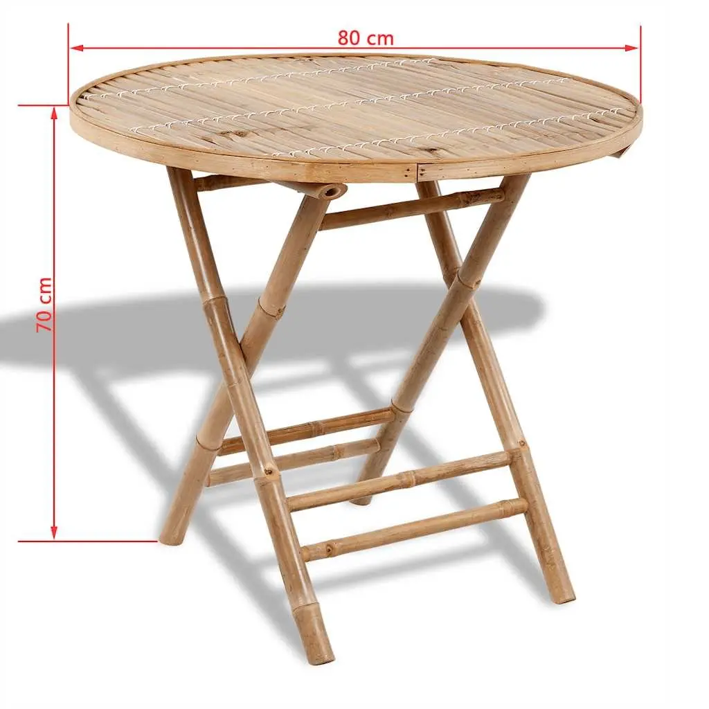 Outdoor Dining Set 5 Piece Folding Table Chairs Brown Bamboo Patio Furniture