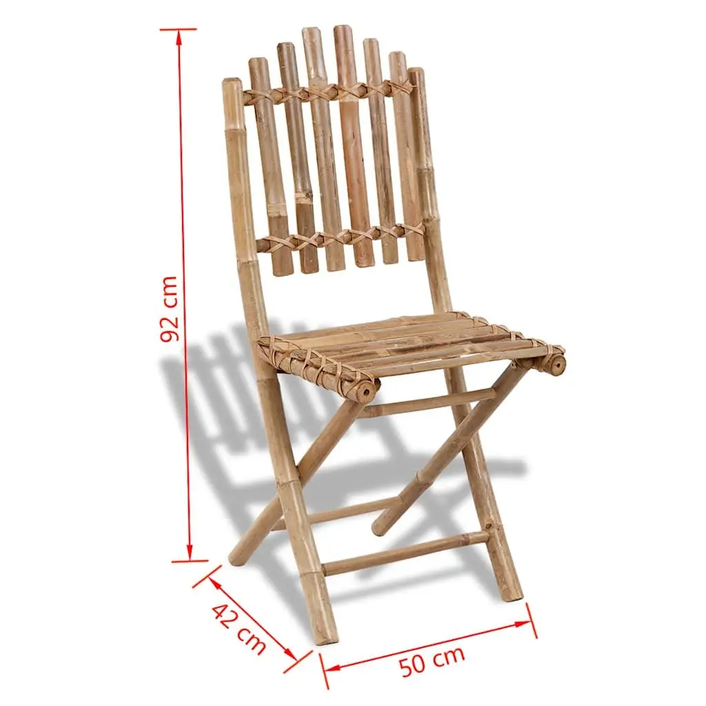 Outdoor Dining Set 5 Piece Folding Table Chairs Brown Bamboo Patio Furniture