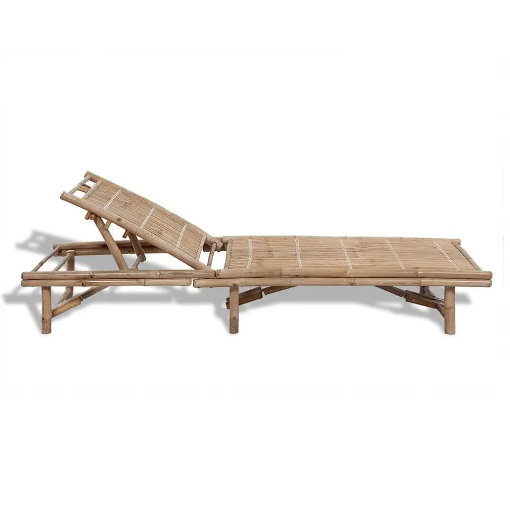 Bamboo Adjustable Reclining Chair Outdoor Sun Lounger Garden Patio Furniture Brown