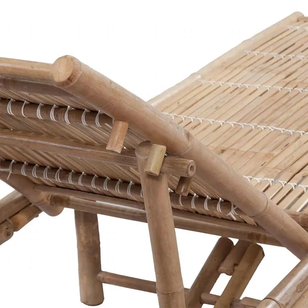 Bamboo Adjustable Reclining Chair Outdoor Sun Lounger Garden Patio Furniture Brown