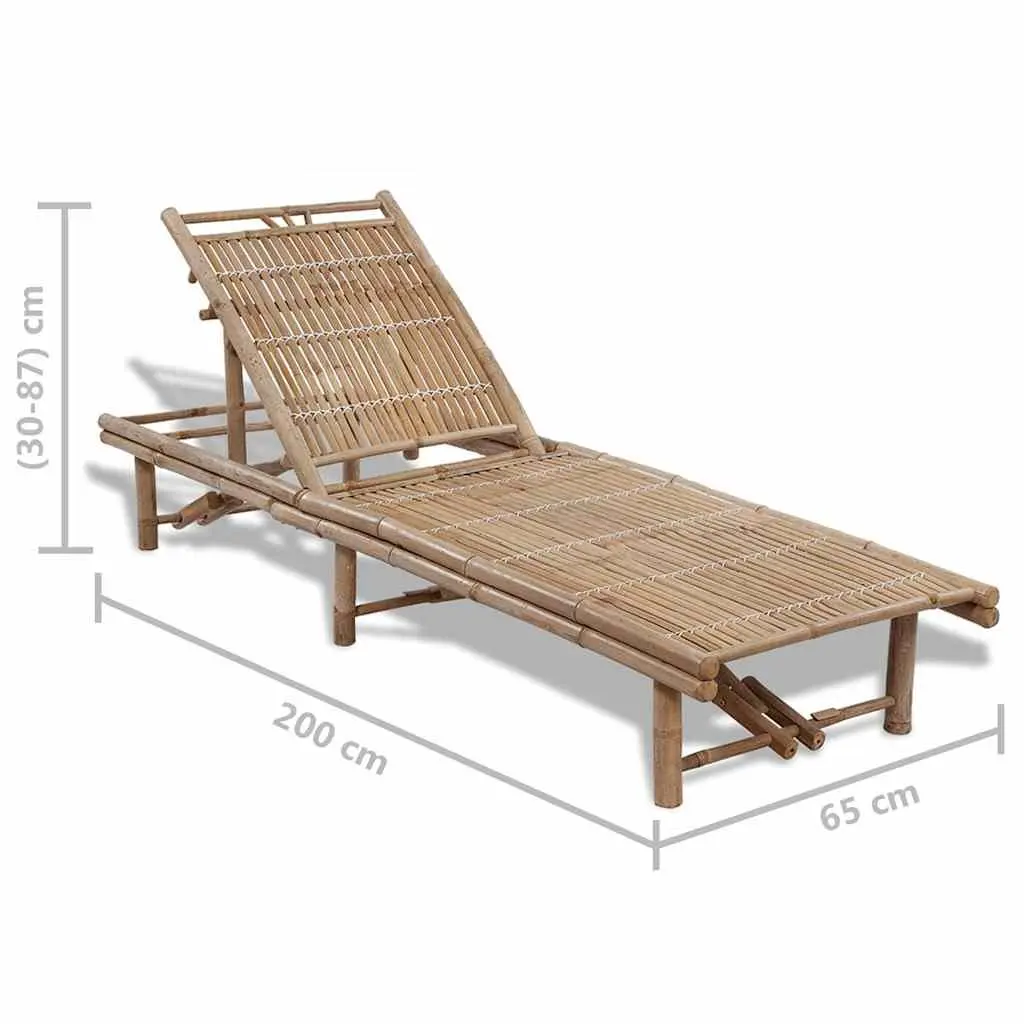 Bamboo Adjustable Reclining Chair Outdoor Sun Lounger Garden Patio Furniture Brown