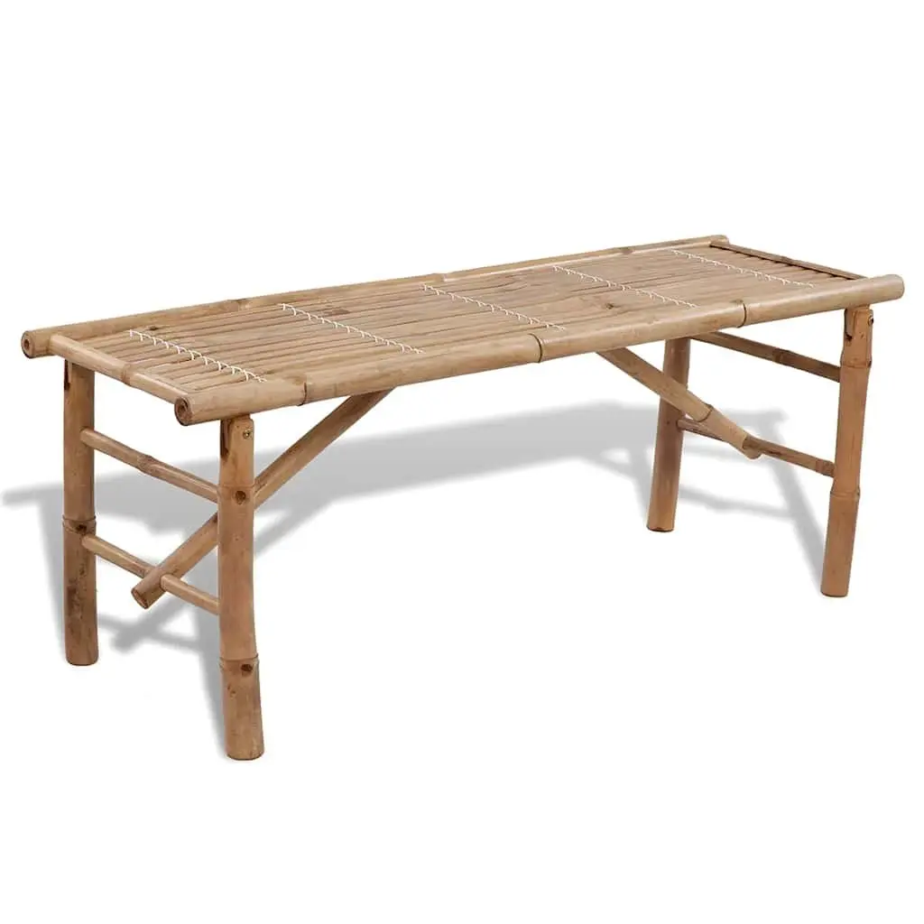 Outdoor Beer Table Set Foldable Portable Garden Furniture 100 cm Brown with 2 Benches