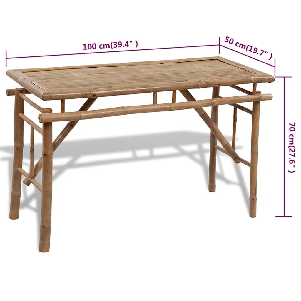 Outdoor Beer Table Set Foldable Portable Garden Furniture 100 cm Brown with 2 Benches