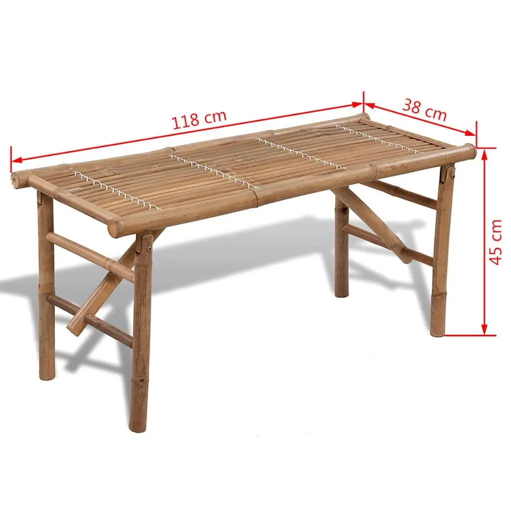 Folding Garden Bench Bamboo 118 cm Brown Portable Outdoor Seating Furniture