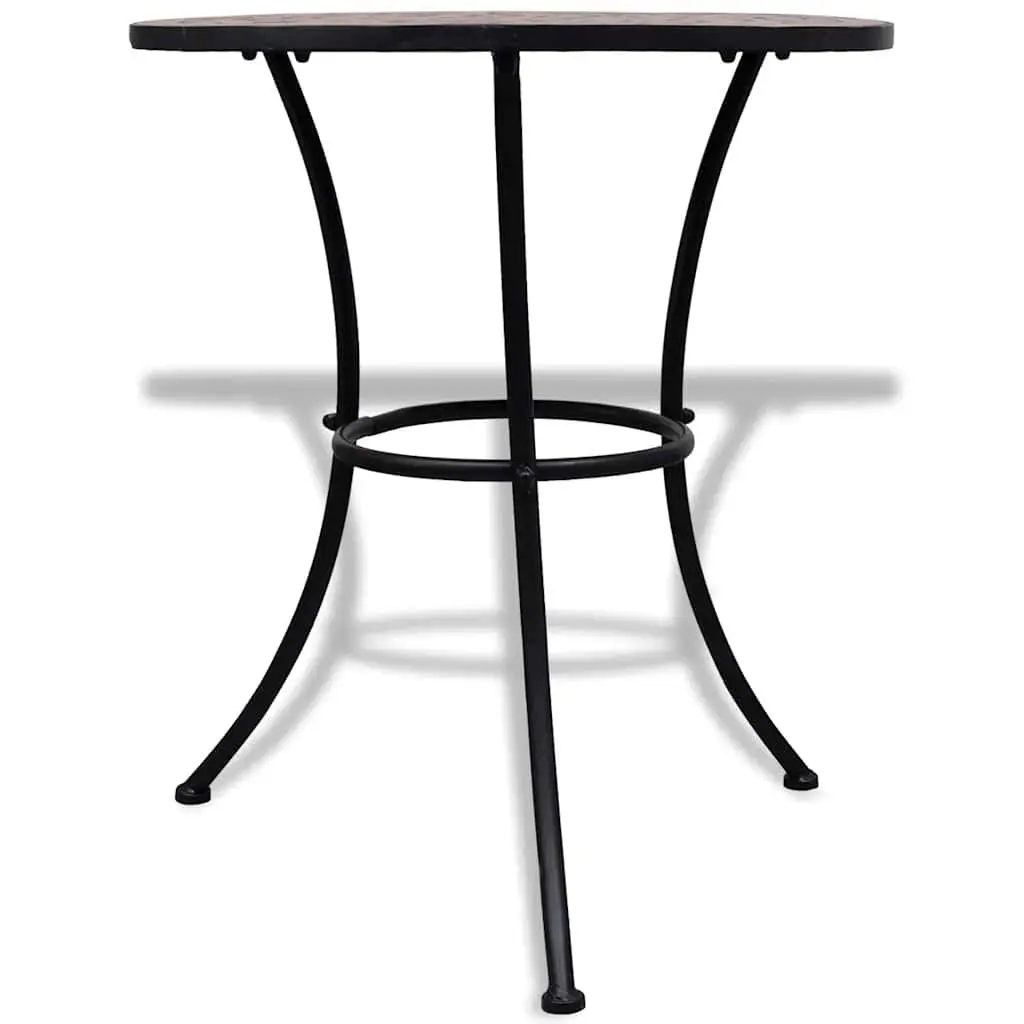 Mosaic Bistro Table Ceramic Top 60cm Brown Powder-coated Iron Frame