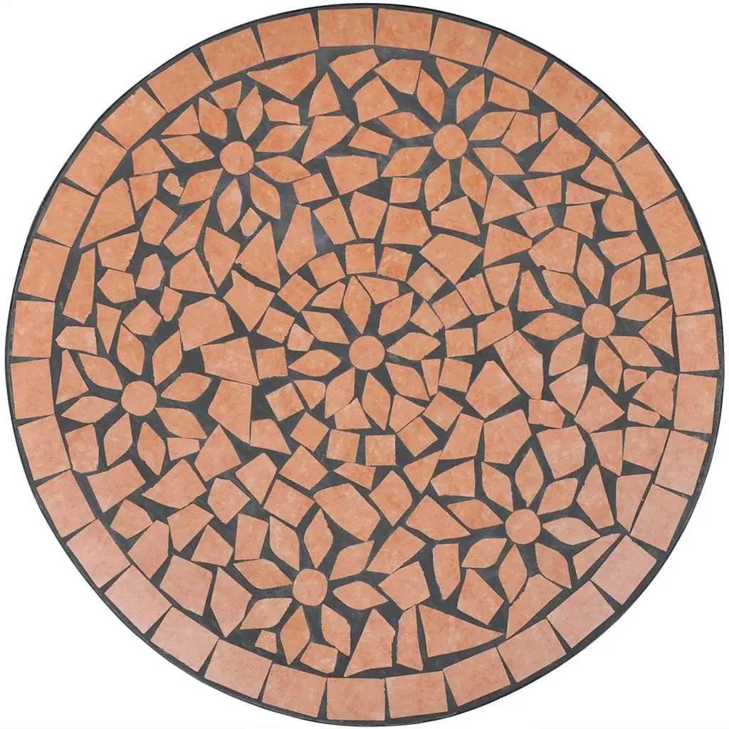 Mosaic Bistro Table Ceramic Top 60cm Brown Powder-coated Iron Frame